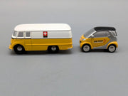 Modellautos 1:90 Schuco Piccolo Set "PTT" mit Mercedes-Benz L319 und Smart OVP