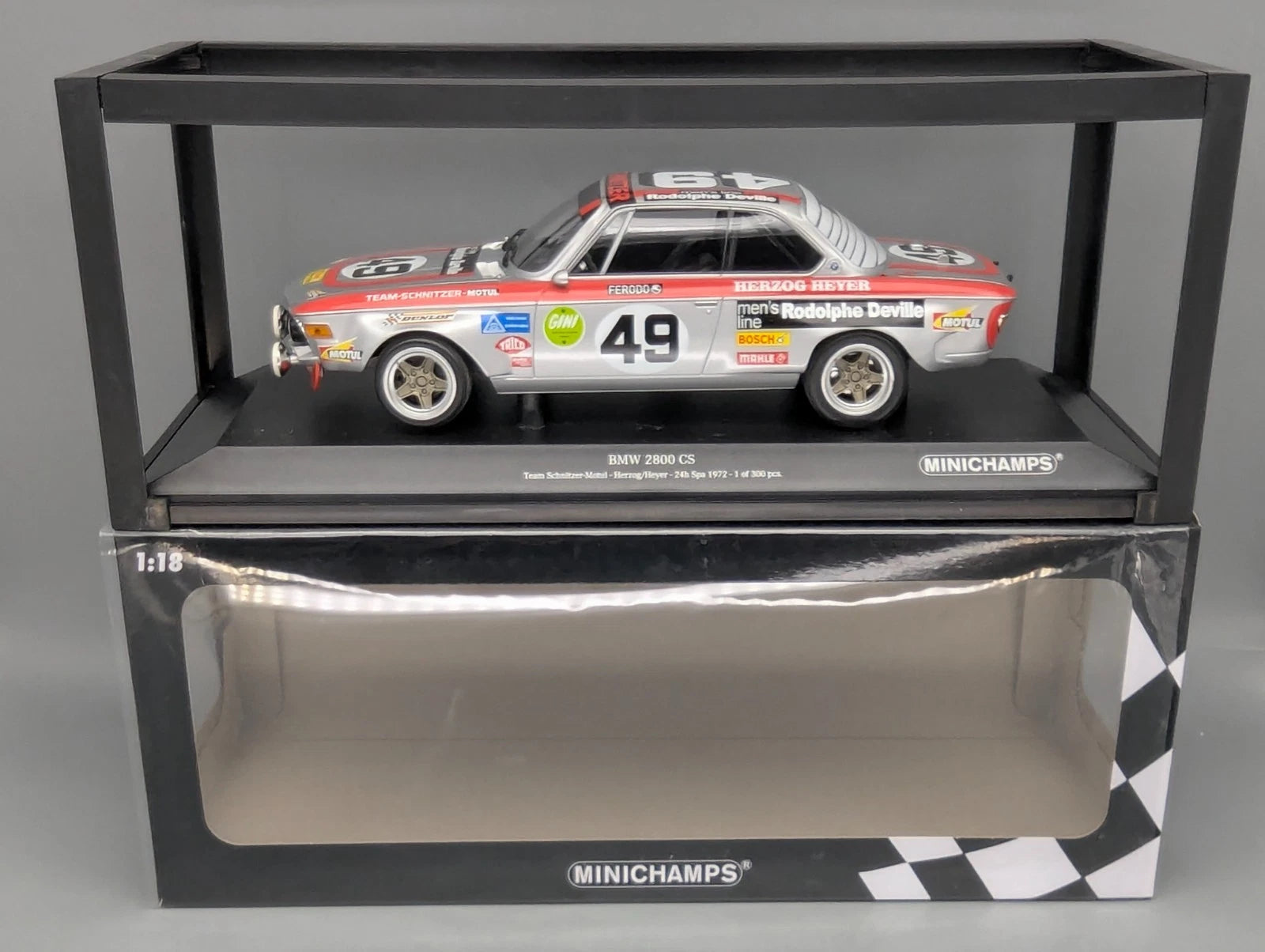 Modellautos 1:18 Minichamps BMW 2800 CS 24h Spa 1972 #49 Herzog + Heyer mit OVP