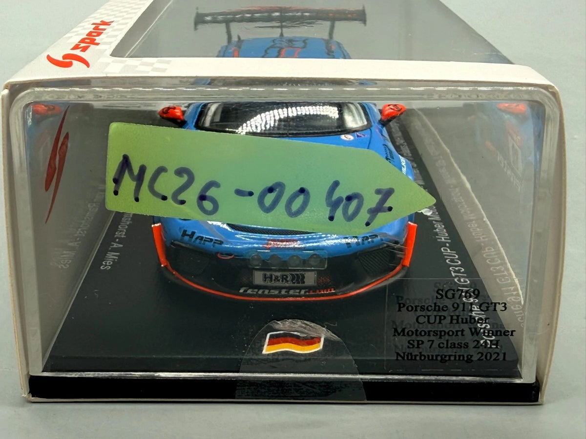 Modellautos 1:43 Spark Porsche 911 GT3 Cup Winner SP7 class 24H Nürburgring +OVP