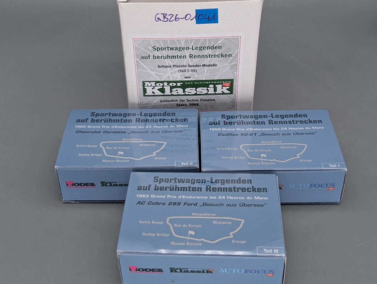 Modellautos 1:90 Schuco Piccolo 3-tlg Set Motor Klassik Sportwagen Legenden OVP