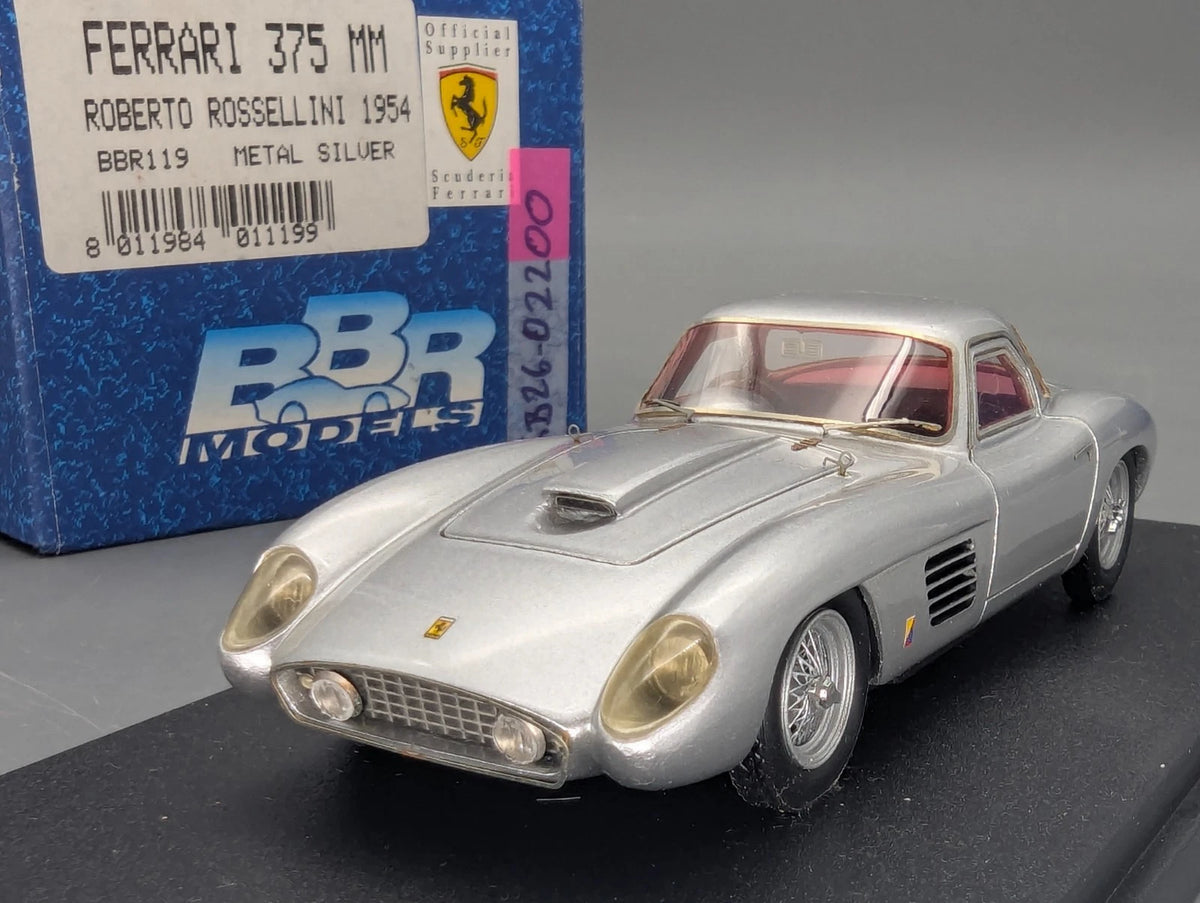 Modellautos 1:43 BBR Ferrari 375 MM Roberto Rossellini 1954 Metal Silver mit OVP