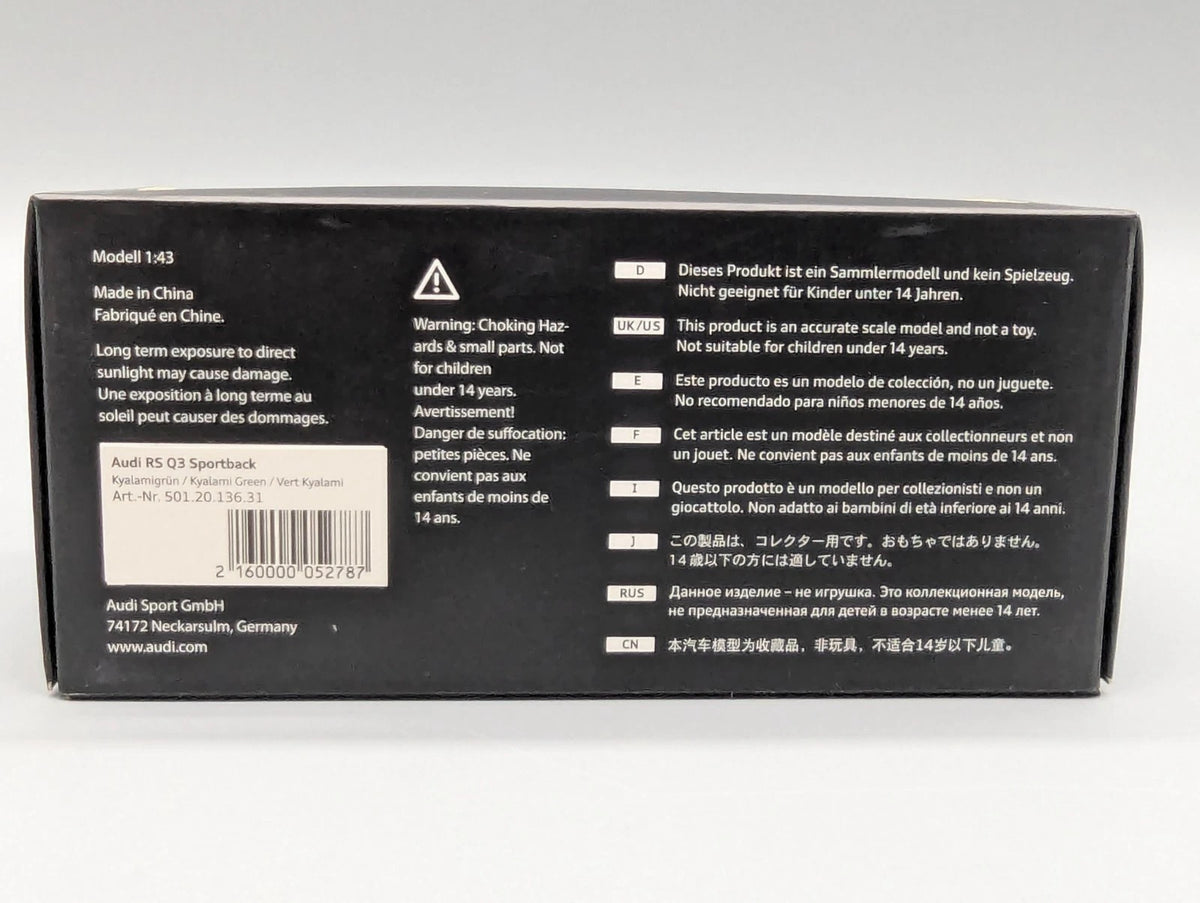 Modellautos 1:43 Minichamps Audi RS Q3 Sportback Kyalami-Grün mit Dealer OVP