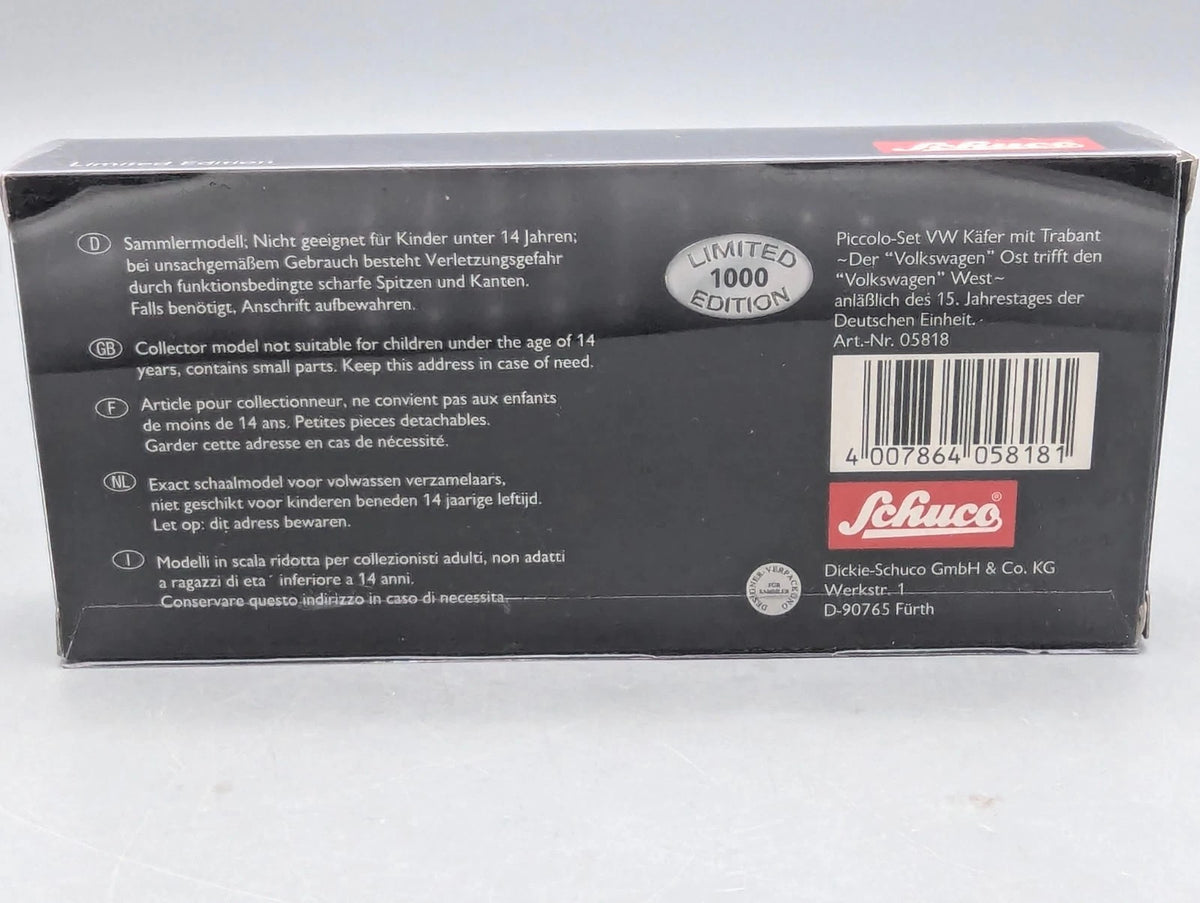 Modellautos 1:90 Schuco Piccolo Set 15 Jahre deutsche Einheit VW + Trabant OVP