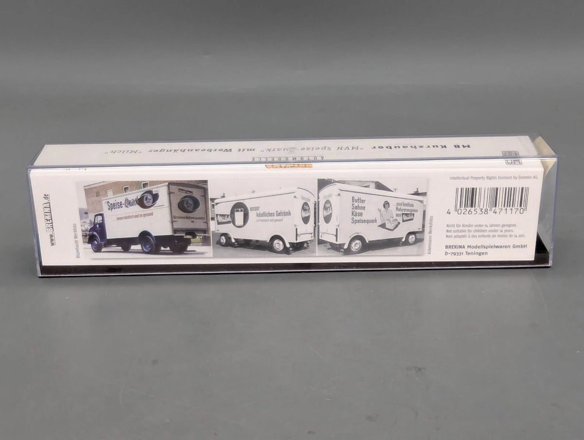 Lkw Modell H0 1:87 Brekina Mercedes Benz L 322 Koffer Lastwagen mit Anhänger OVP