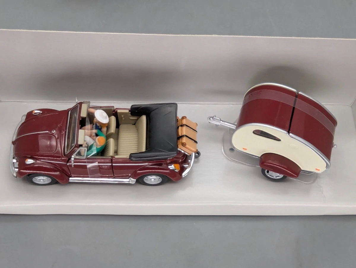 Modellautos 1:72 Schuco VW Käfer Cabrio mit Wohn Anhänger 2-tlg Set Dealer OVP