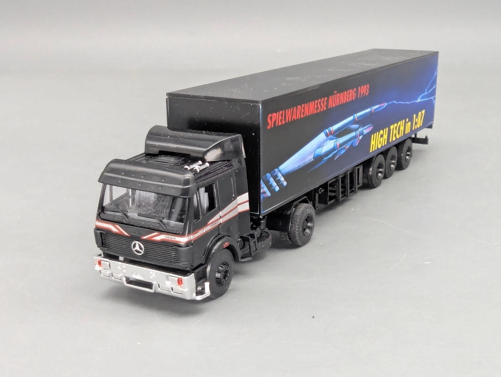 Lkw Modell 1:87 B&S Mercedes-Benz 1850 mit Kofferauflieger Nürnberg 1993 mit OVP
