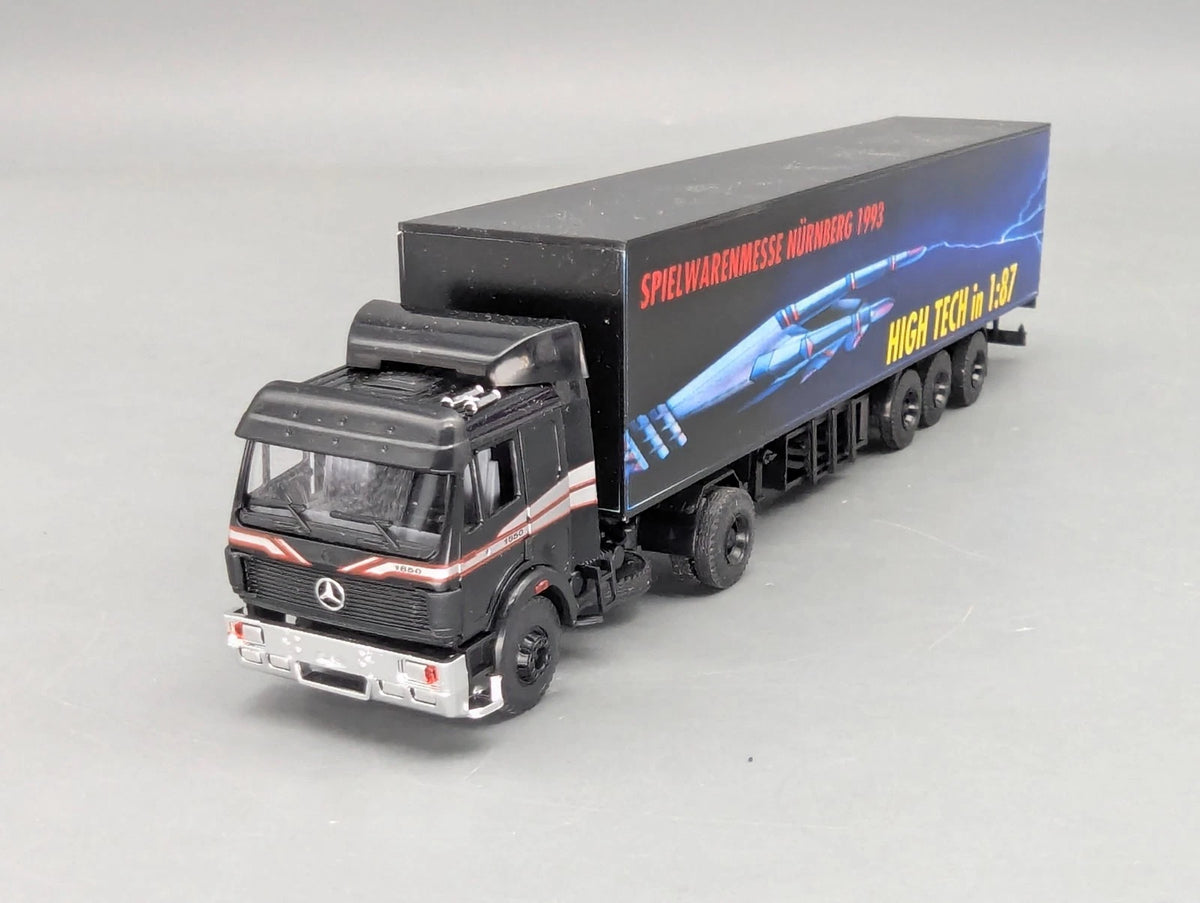 Lkw Modell 1:87 B&S Mercedes-Benz 1850 mit Kofferauflieger Nürnberg 1993 mit OVP