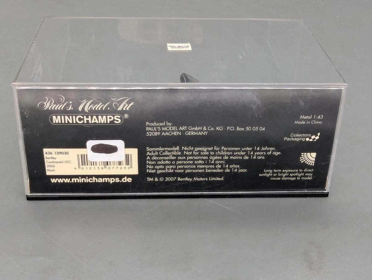 Modellautos 1:43 Minichamps Bentley Continental GTC 2006 Schwarz mit OVP