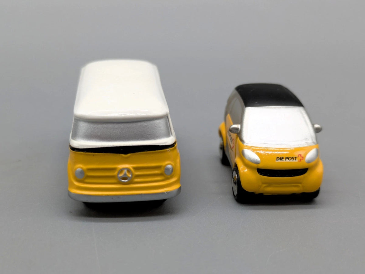 Modellautos 1:90 Schuco Piccolo Set "PTT" mit Mercedes-Benz L319 und Smart OVP