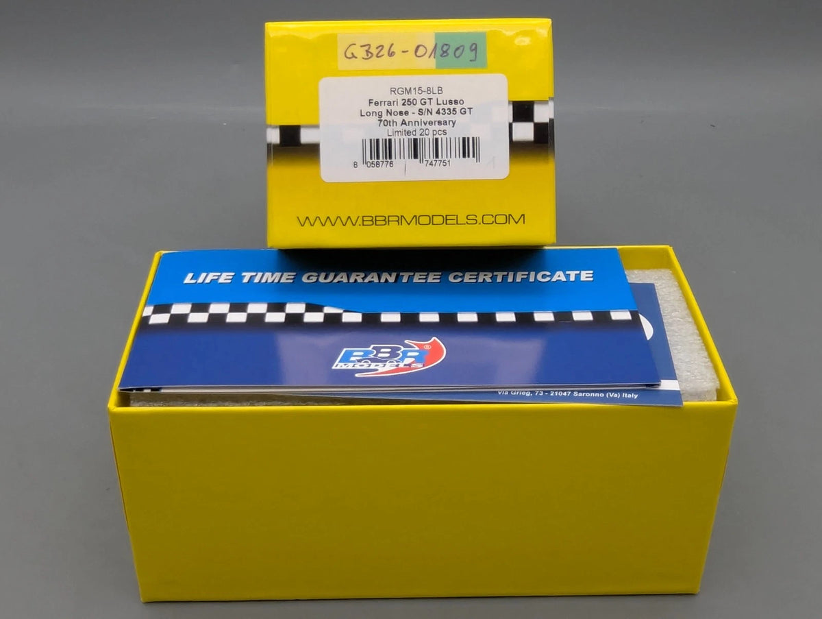 Modellautos 1:43 BBR RGM Ferrari 250 GT Lusso Longnose S/N 4335 Ltd 01/20 in OVP