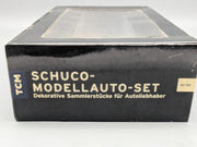 Modellautos 1:72 Schuco Tchibo 6-teiliges Set mit Vitrinen und OVP