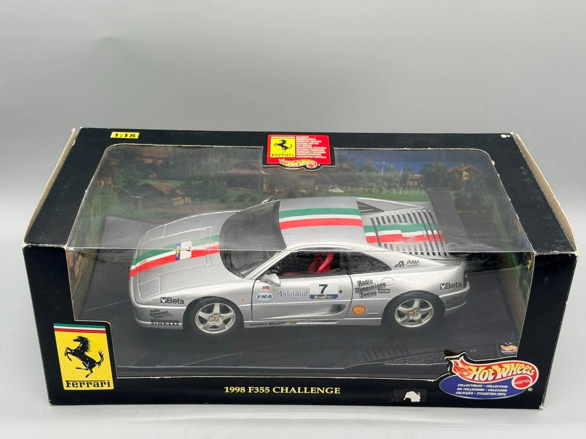 Modellautos 1:18 Hot Wheels Ferrari F355 Challenge 1998 #7 Silber mit OVP