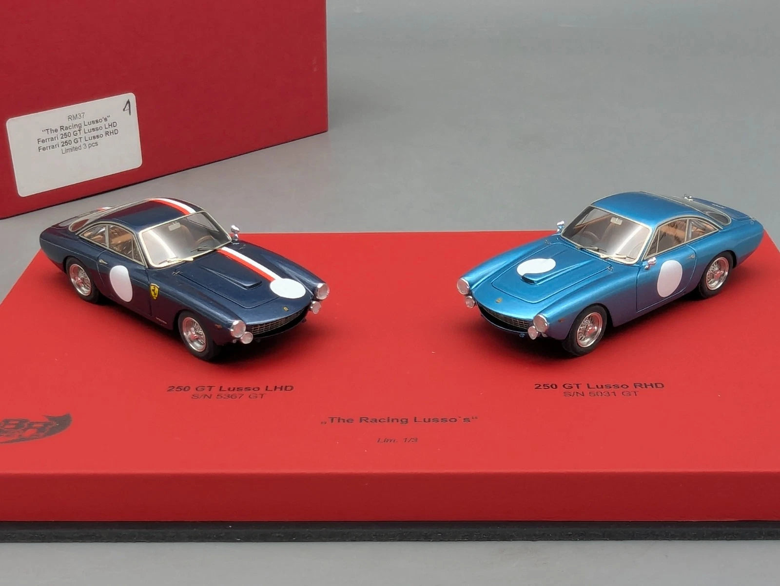 Modellautos 1:43 BBR  Ferrari 250 GT The Racing Lusso LHD RHD Set 2-tlg. 1/3 OVP