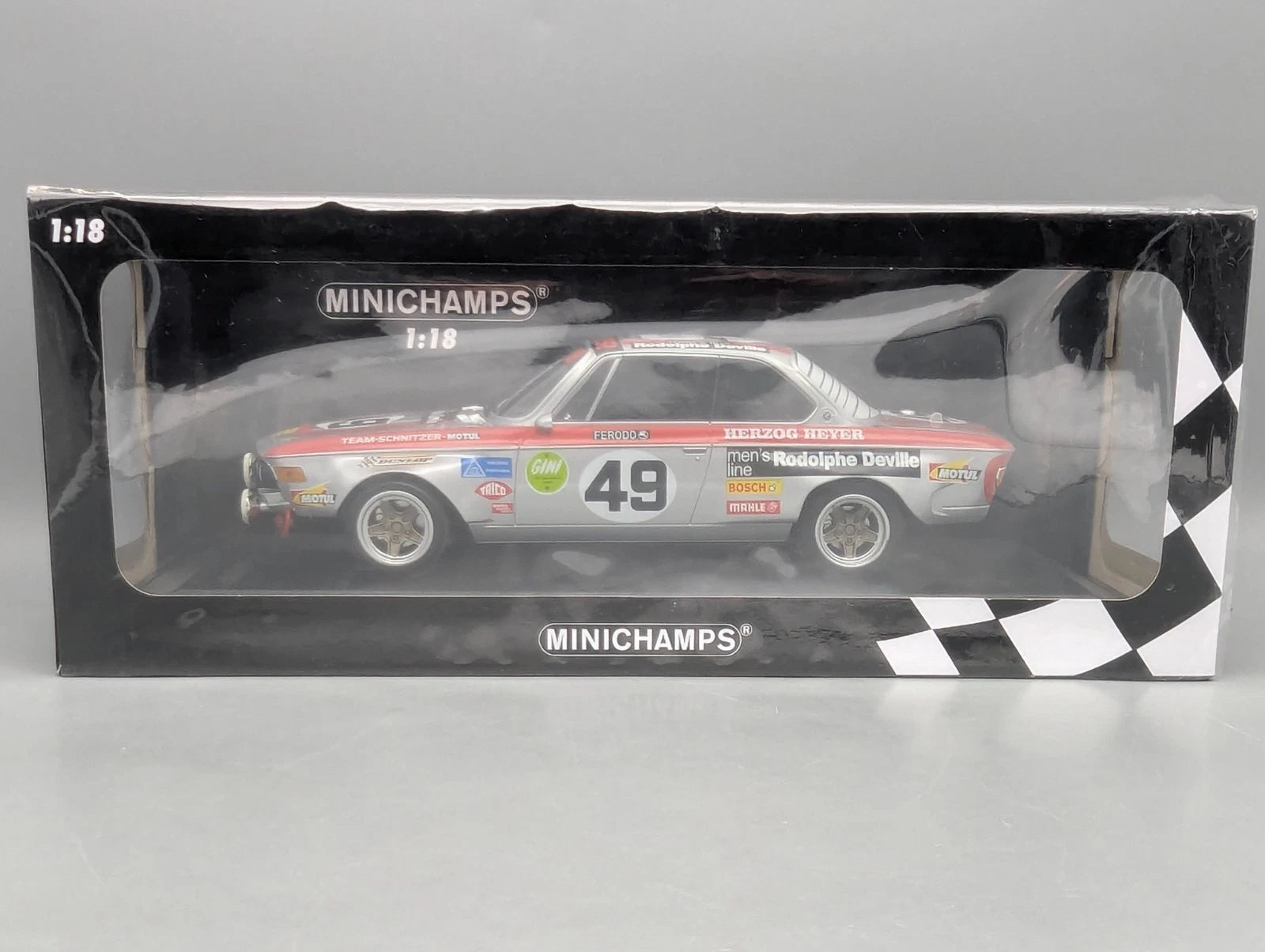 Modellautos 1:18 Minichamps BMW 2800 CS 24h Spa 1972 #49 Herzog + Heyer mit OVP