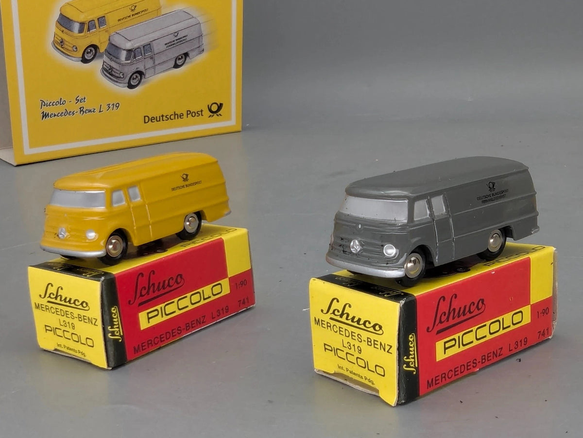 Modellautos 1:90 Schuco Piccolo-Set Dt. Post Mercedes Benz L 319 2-teilig OVP