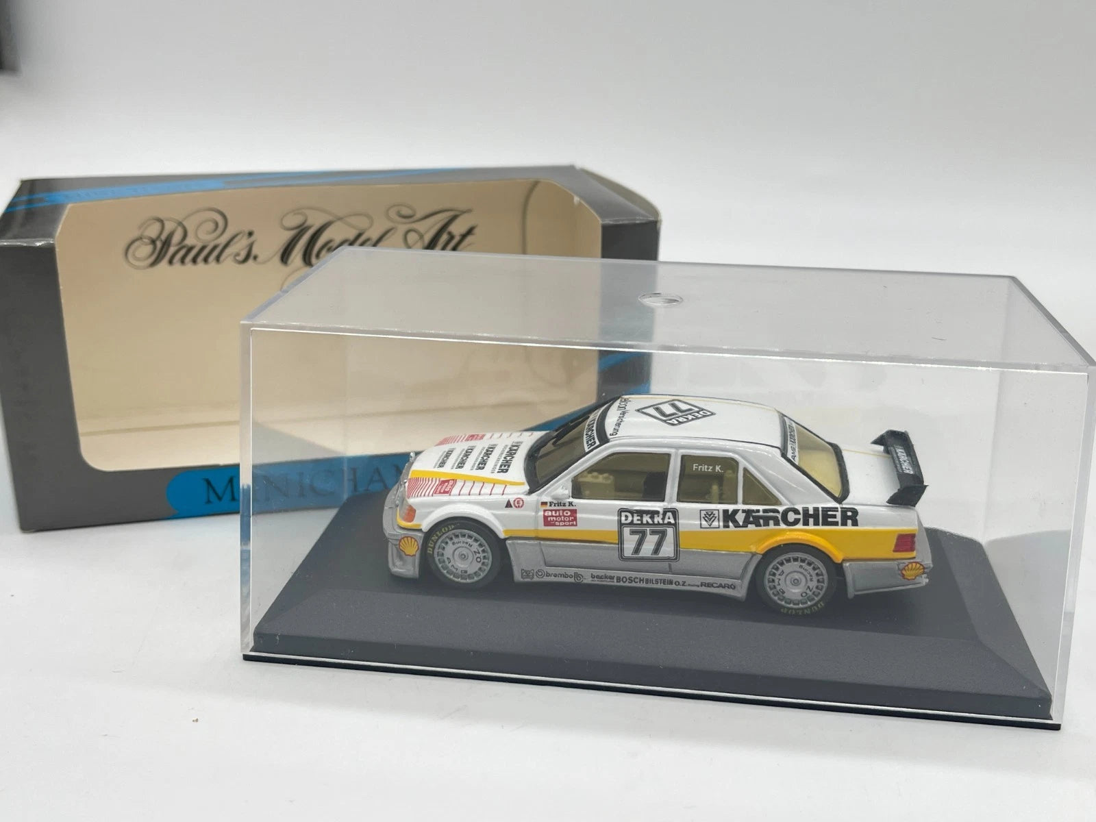 Modellautos 1:43 Minichamps Mercedes-Benz 190 E Evo DTM AMG-Kärcher #77 mit OVP