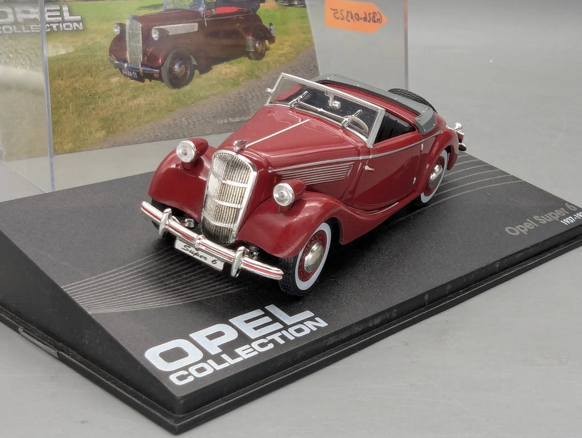 Modellautos 1:43 Ixo für Eaglemoss Opel Collection Super 6 mit Vitrine