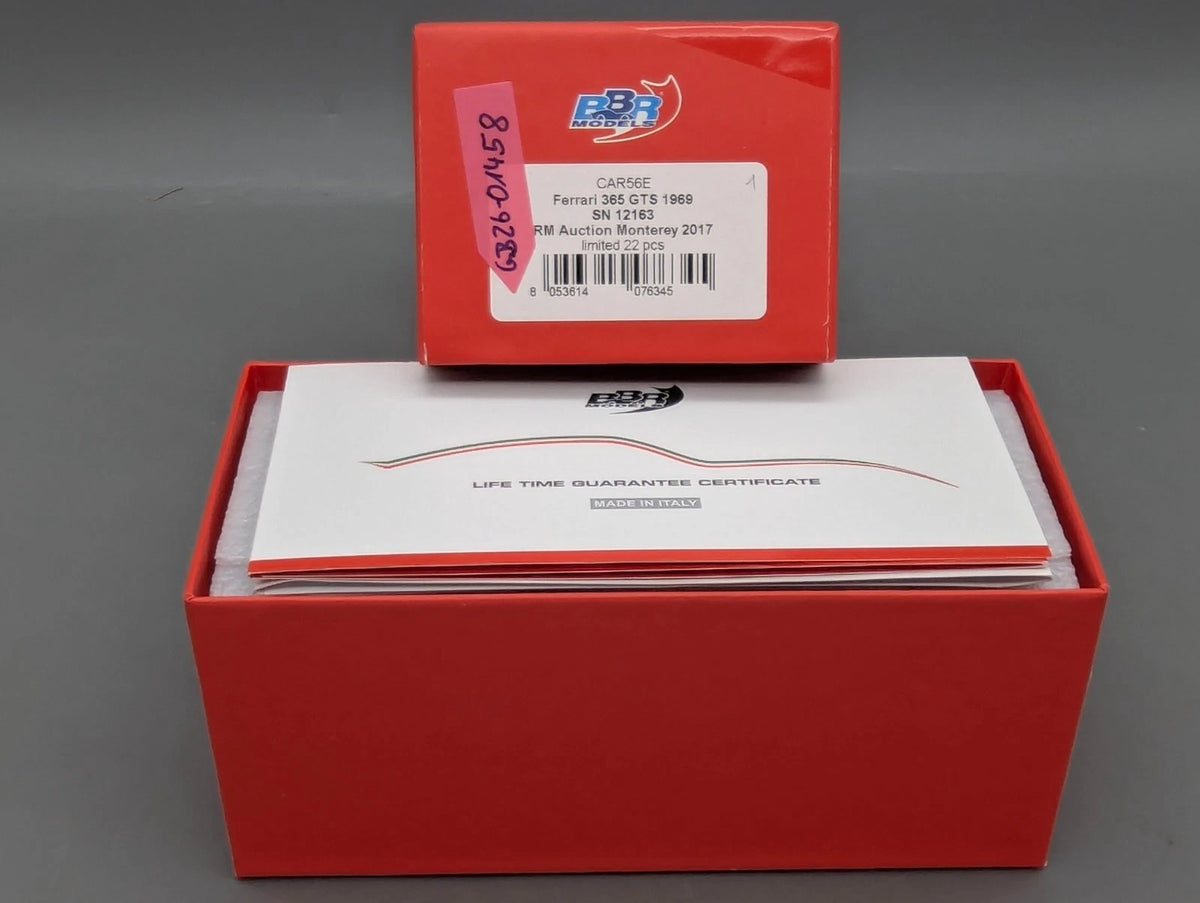 Modellautos 1:43 BBR Ferrari 365 GTS 1969 S/N 12163 Auction 2017 Ltd 01/22 OVP