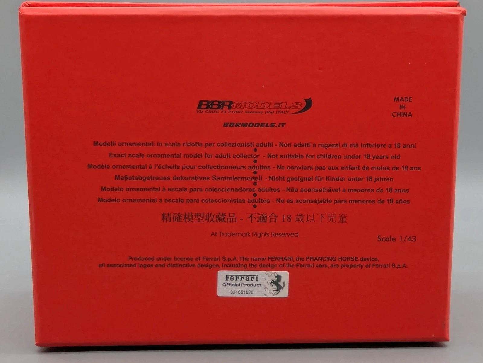 Modellautos 1:43 BBR Ferrari 365 GTS 1969 RM Auction Scottsdale Ltd 01/10 OVP