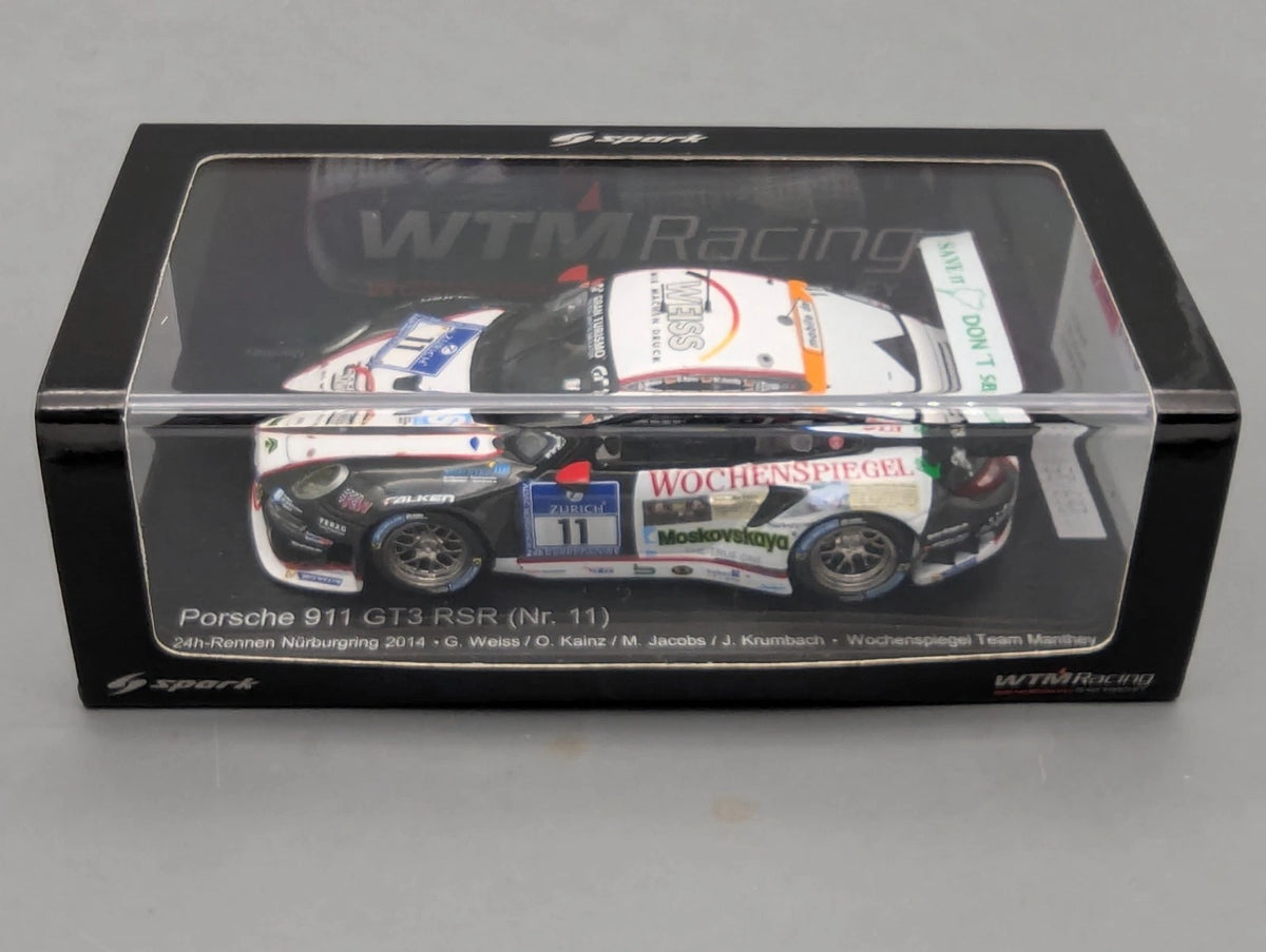 Modellautos 1:43 Spark SAM257 Porsche 911 GT3 RSR 24h Nbrg 2014 Manthey #11 OVP