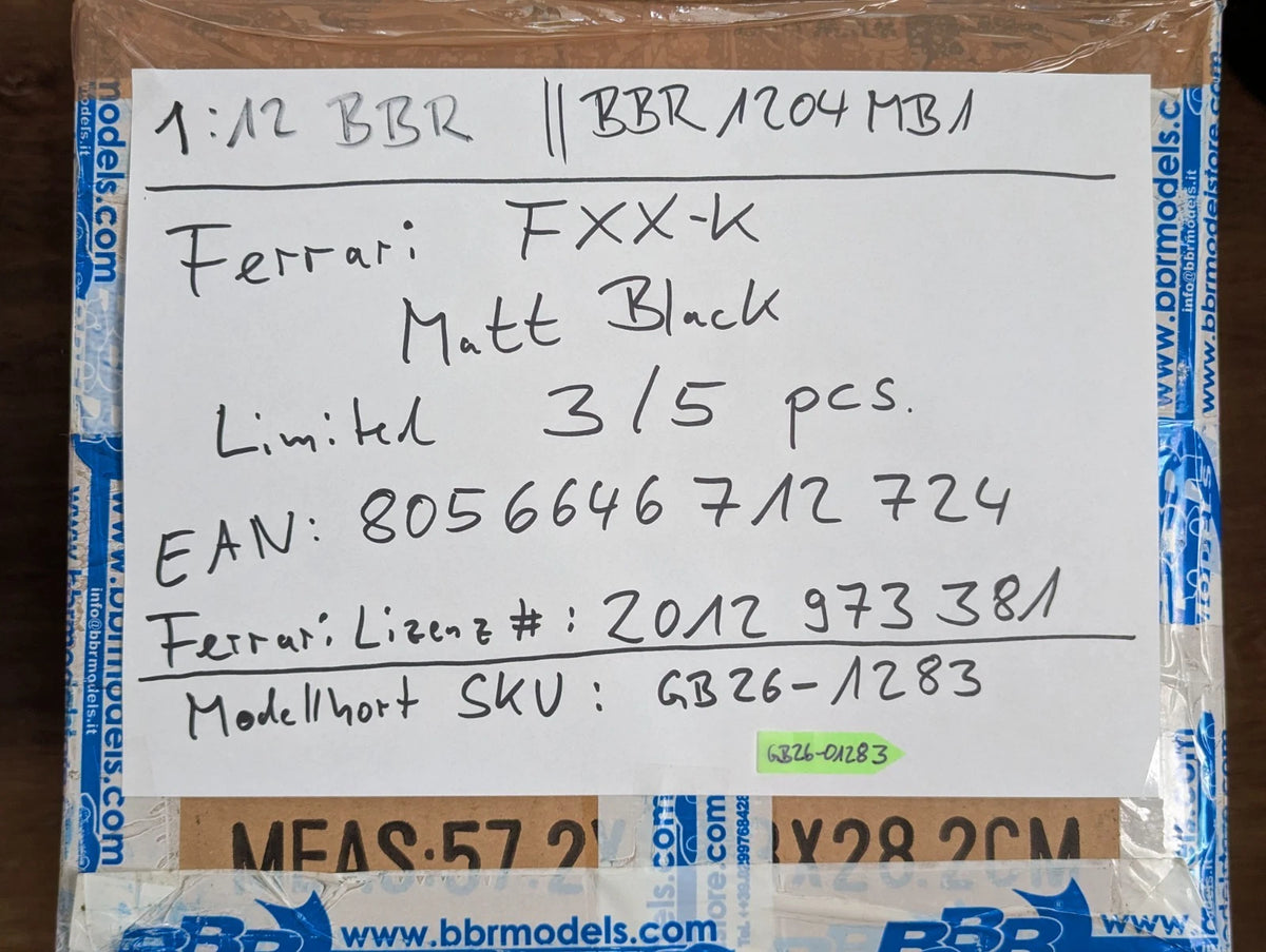 Modellautos 1:12 BBR Ferrari FXX-K Matt Black Ltd 03/05 Vitrine OVP