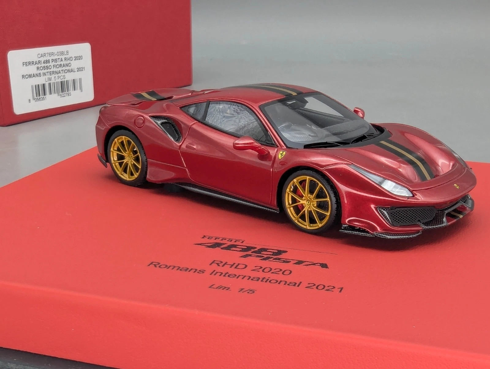 Modellautos 1:43 BBR Ferrari 488 Pista RHD 2020 Romans Inter. 2021 01/05 mit OVP