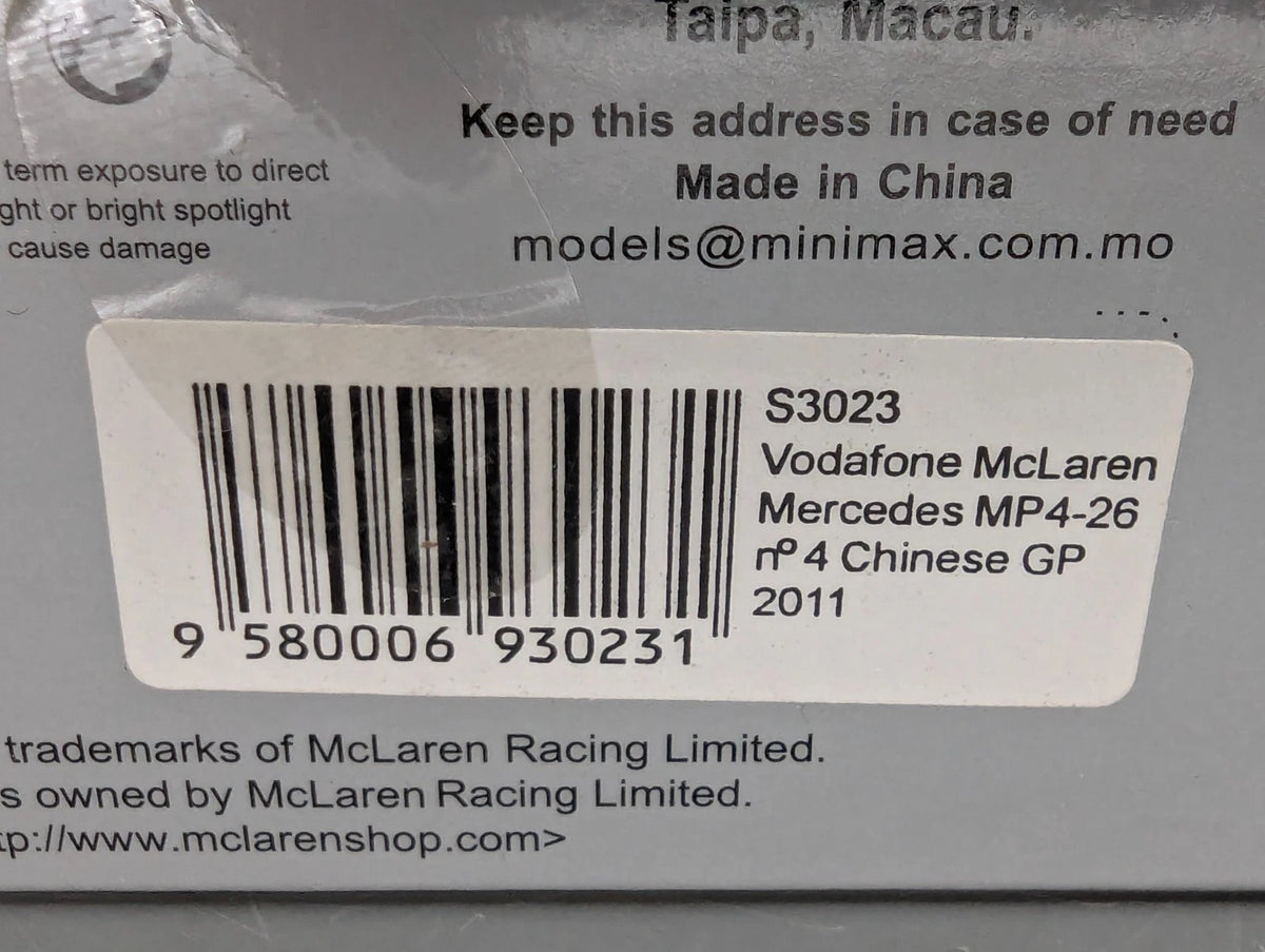 Modellautos 1:43 Spark S3023 McLaren Mercedes MP4-26 China GP 2011 #4 Button OVP
