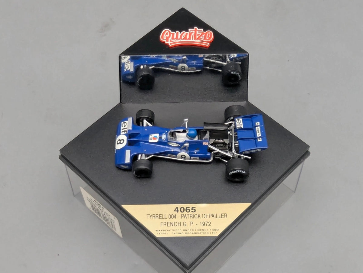 Modellautos 1:43 Quartzo Tyrrell 004 French GP 1972 #8 P. Depailler mit Vitrine