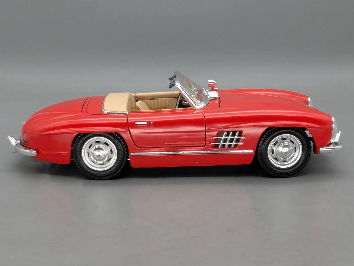 Modellautos 1:18 Bburago Mercedes Benz 300 SL Cabriolet Rot mit Vitrine