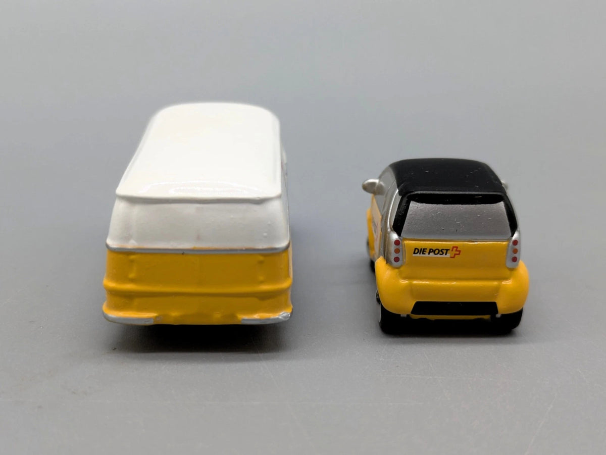 Modellautos 1:90 Schuco Piccolo Set "PTT" mit Mercedes-Benz L319 und Smart OVP