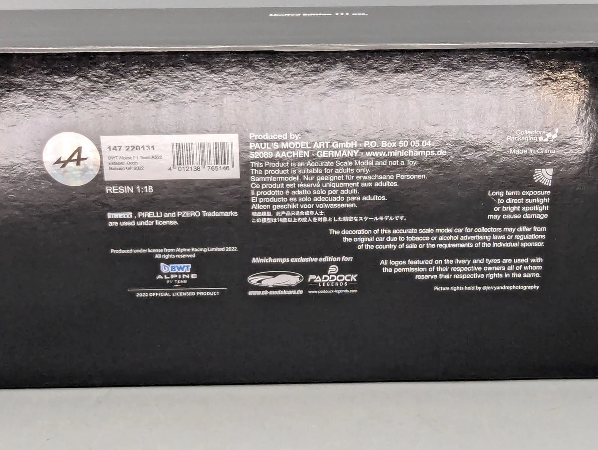 Modellautos 1:18 Minichamps BWT Alpine Bahrain GP 2022 #31 Esteban Ocon mit OVP