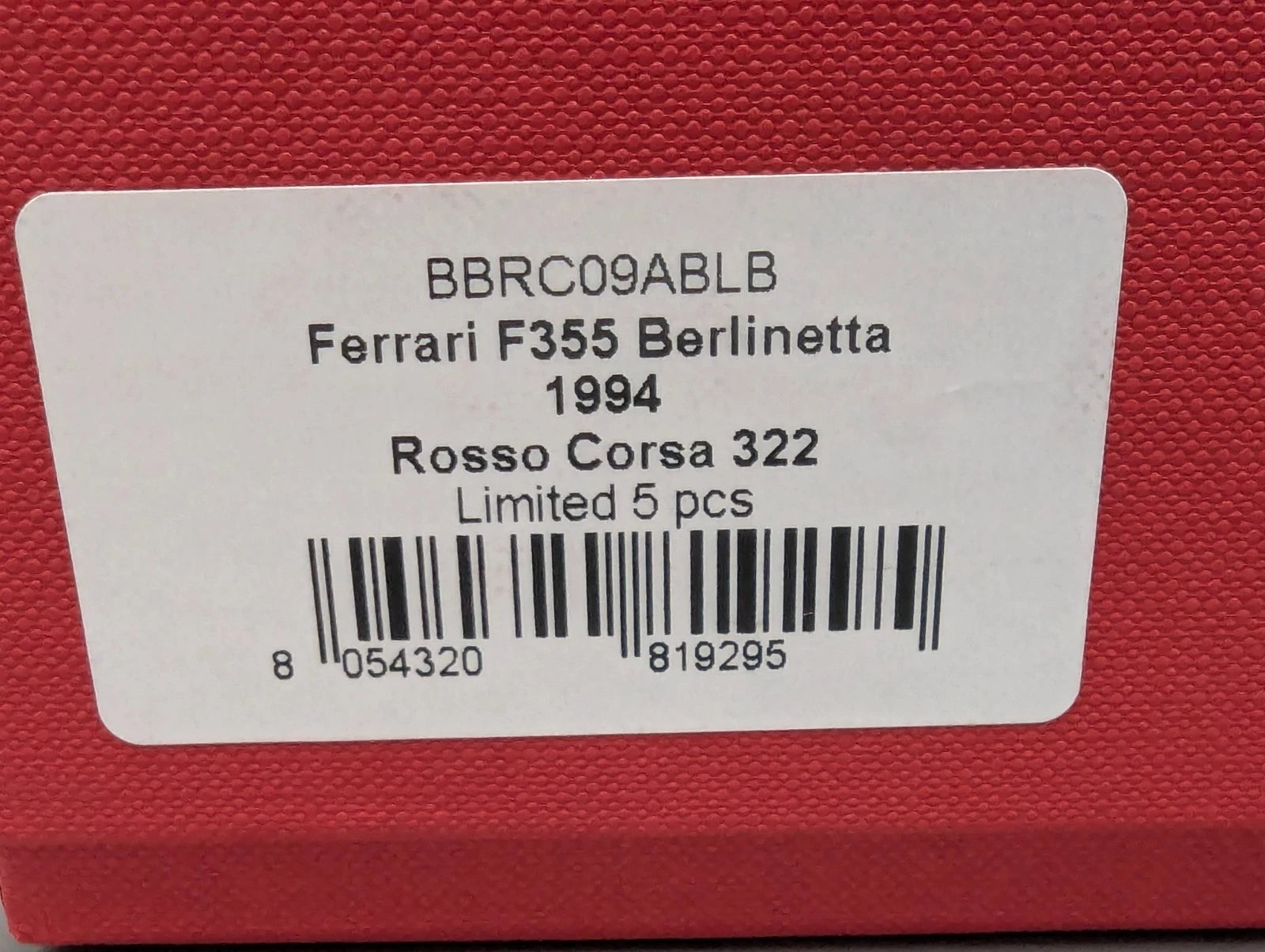 Modellautos 1:43 BBR Ferrari F355 Berlinetta 1994 Rosso Corsa 322 01/05 mit OVP