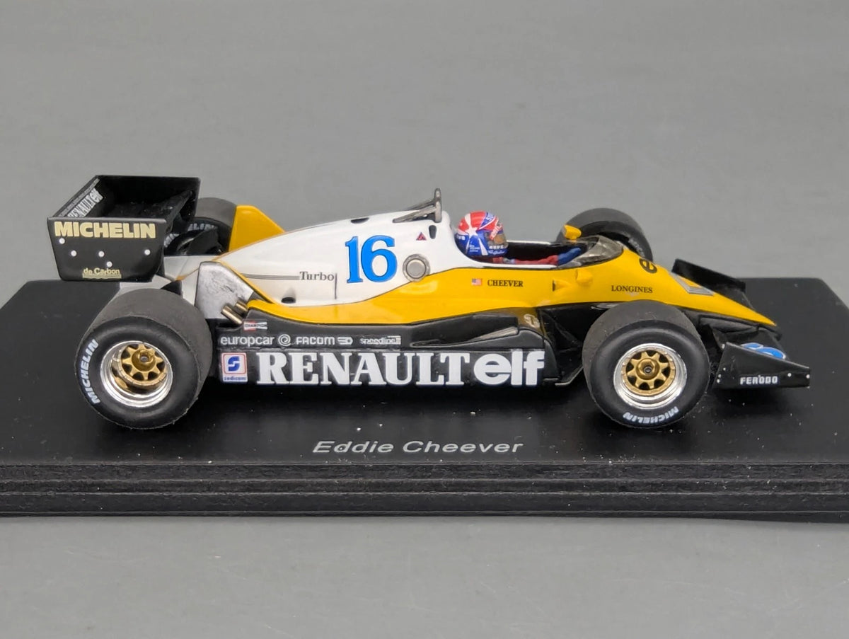 Modellautos 1:43 Spark S1707 Renault RE40 3rd French GP 1983 #16 E. Cheever OVP