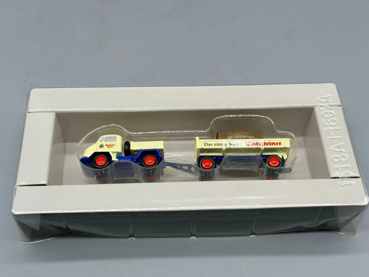 Modellautos 1:90 Schuco Piccolo 2er-Set Unimog + Anhänger Warsteiner in OVP