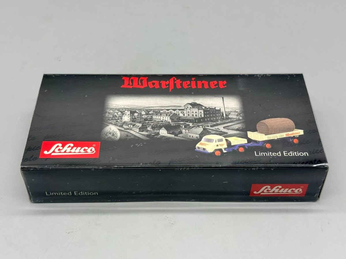 Modellautos 1:90 Schuco Piccolo 2er-Set Unimog + Anhänger Warsteiner in OVP