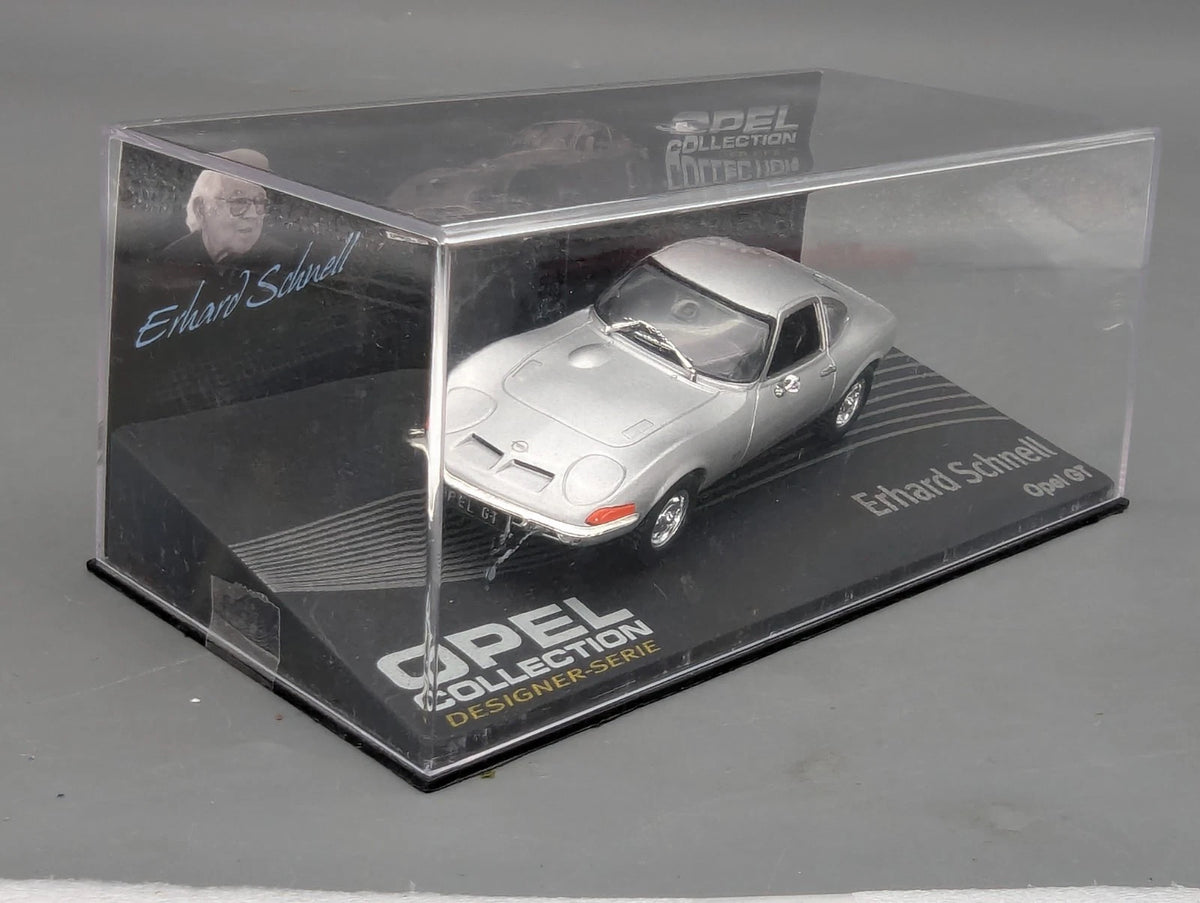 Modellautos 1:43 Ixo für Eaglemoss Opel Collection GT Erhard Schnell Vitrine