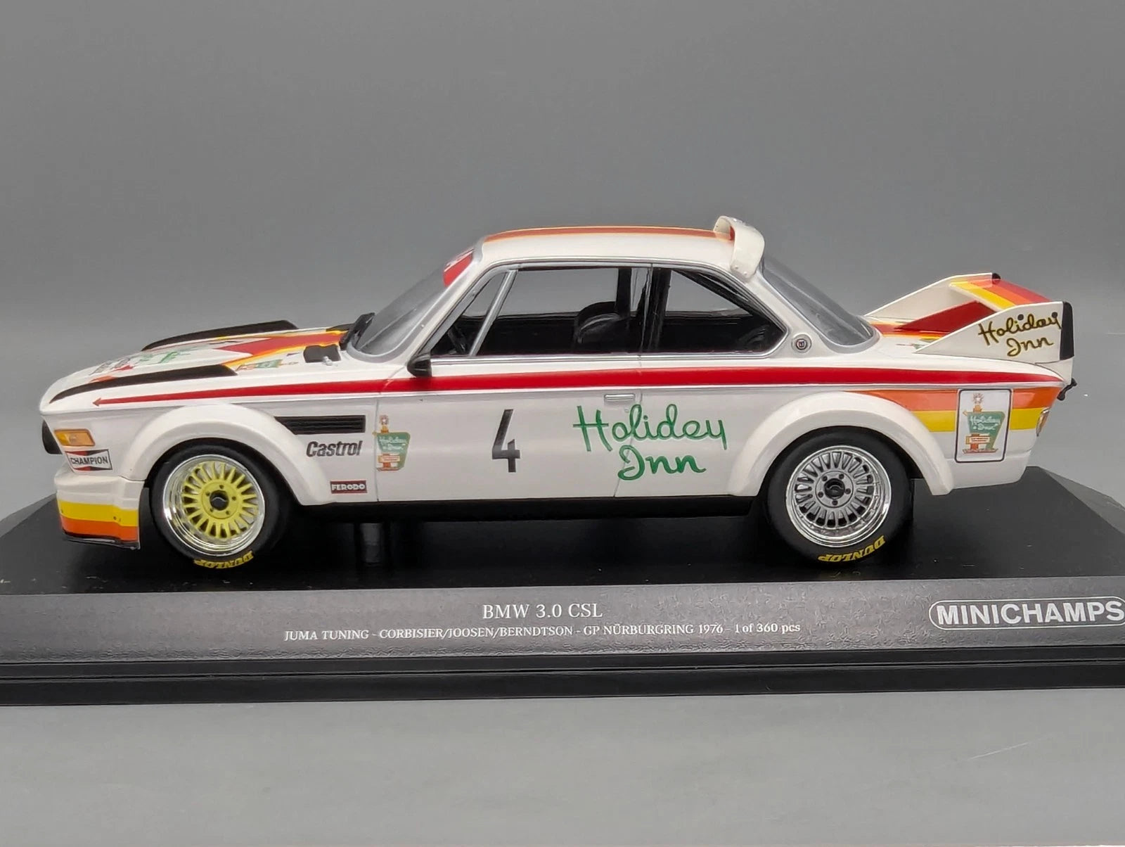 Modellautos 1:18 Minichamps BMW 3.0 CSL Nürburgring 1976 #4 Juma Tuning mit OVP