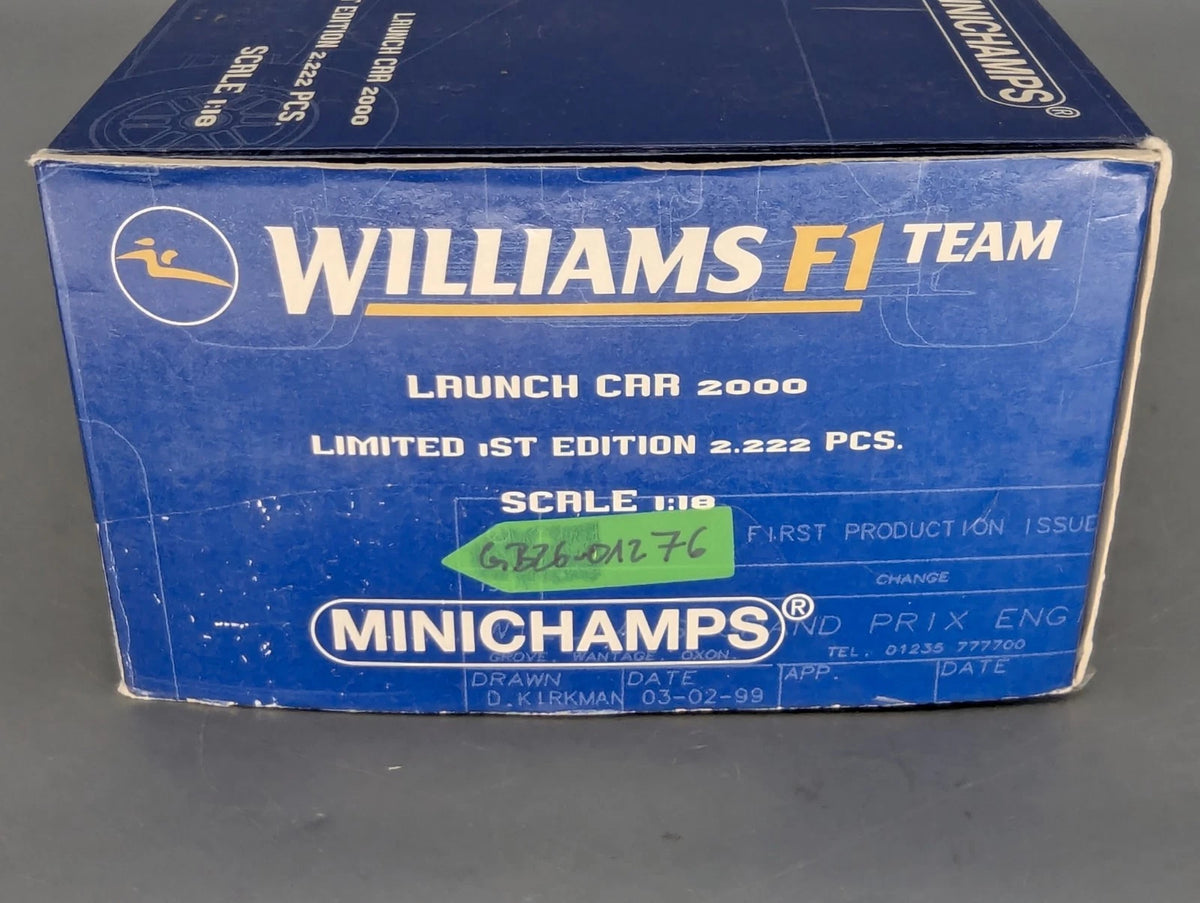 Modellautos 1:18 Minichamps Williams BMW F1 FW22 2000 #5 Launch Car OVP