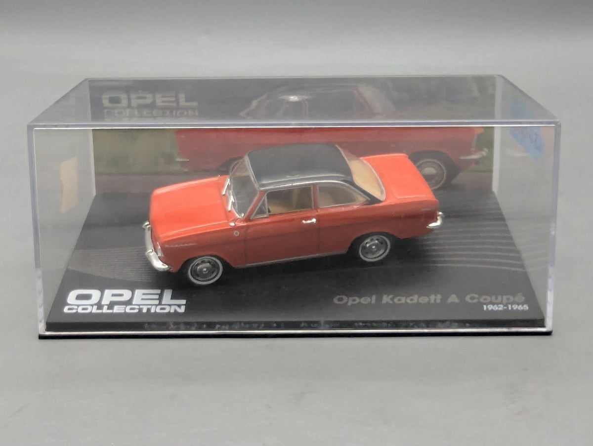 Modellautos 1:43 Ixo für Eaglemoss Opel Collection Kadett B Weiß mit Vitrine