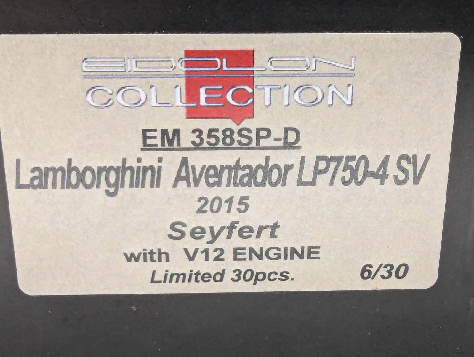 Eidolon Make Up 1:43 Lamborghini Aventador LP750-4 SV 2015 Engine Set 06/30 OVP