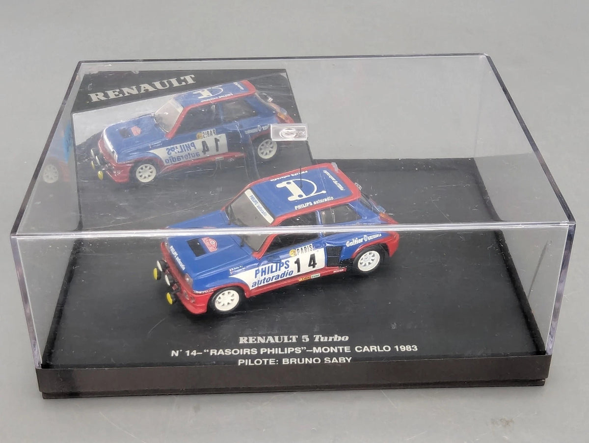 Modellautos 1:43 Universal Hobbies Renault 5 Turbo RMC 1983 #14 Saby Vitrine