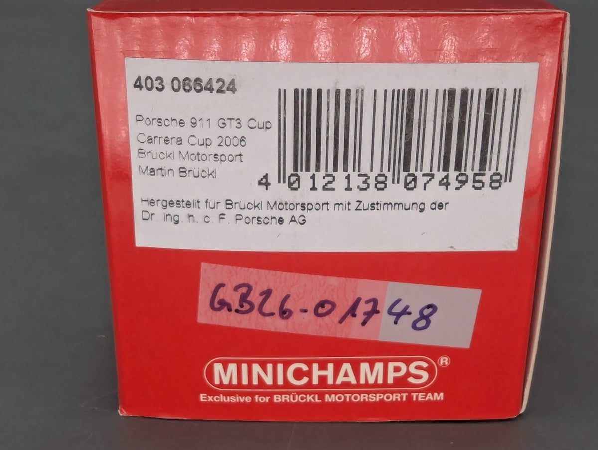 Modellautos 1:43 Minichamps Porsche 911 GT3 Carrera Cup 2006 #24 M. Brückl OVP