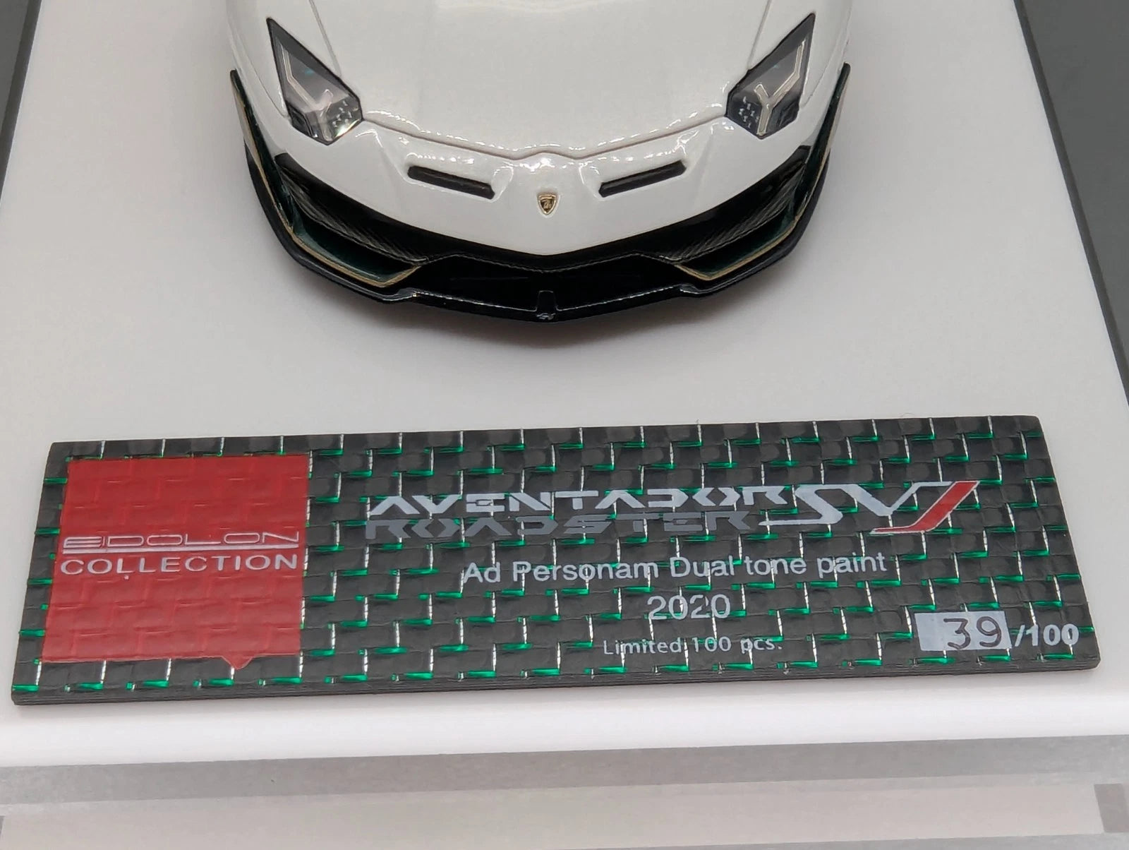 Eidolon Make Up 1:43 Lamborghini Aventador SVJ Roadster Weiß Grün Ltd 39/100 OVP