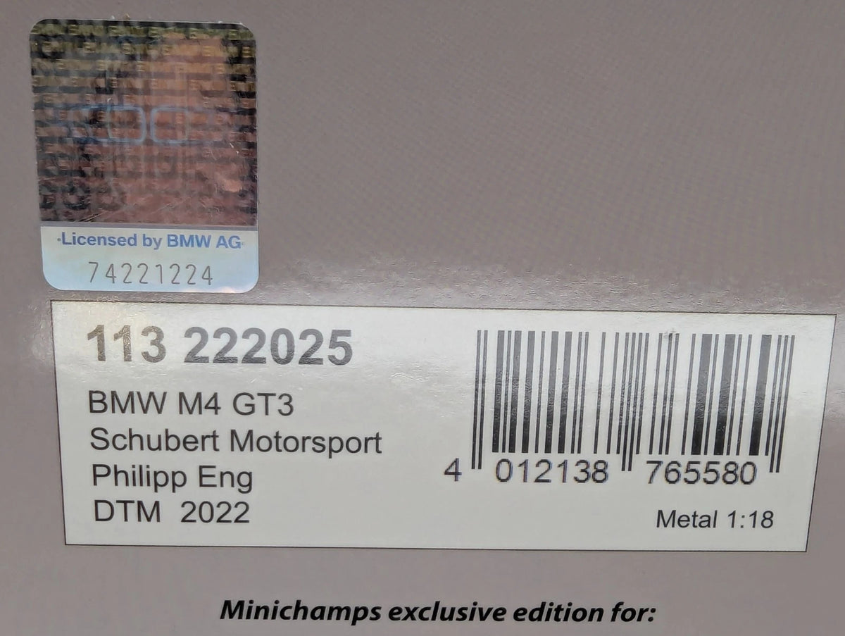 Modellautos 1:18 Minichamps BMW M4 GT3 DTM 2022 Schubert #25 Philipp Eng mit OVP