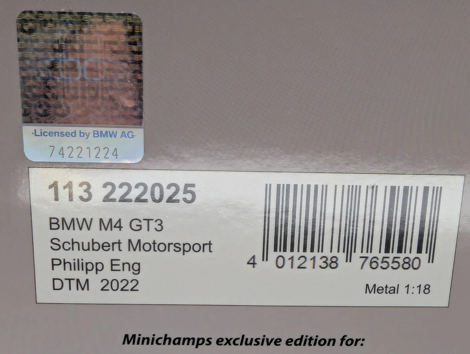 Modellautos 1:18 Minichamps BMW M4 GT3 DTM 2022 Schubert #25 Philipp Eng mit OVP