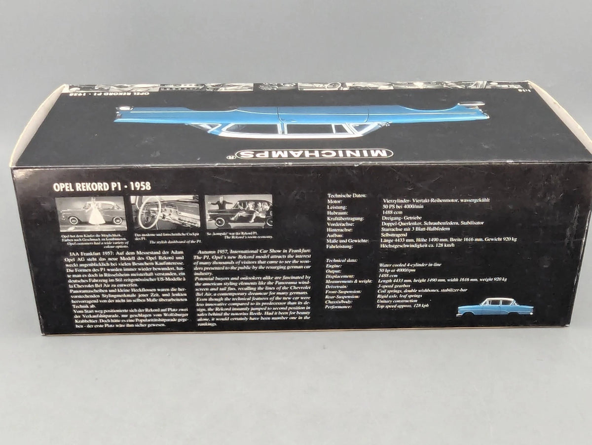 Modellautos 1:18 Minichamps Opel Rekord P1 1958 Türkisblau mit OVP