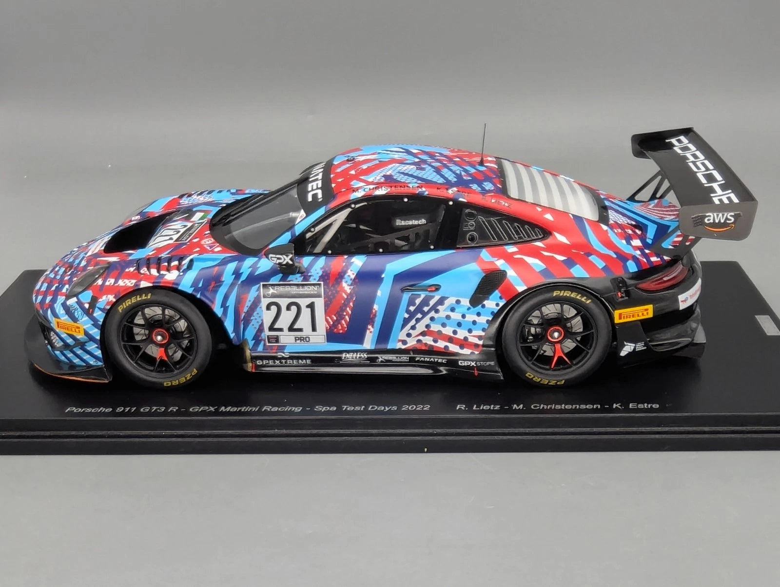 Modellautos 1:18 Spark Porsche 911 GT3 R - GPX Spa Test 2022 #221 mit OVP