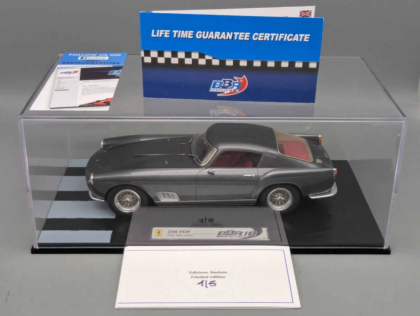 Modellautos 1:18 BBR Ferrari 250 TDF 1958 Rain Version Ltd 01/05 Grigio Fer. OVP