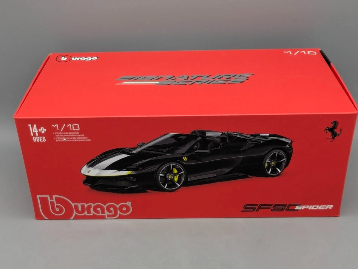 Modellautos 1:18 Bburago Ferrari SF90 Spider Assetto Fiorano Schwarz mit OVP
