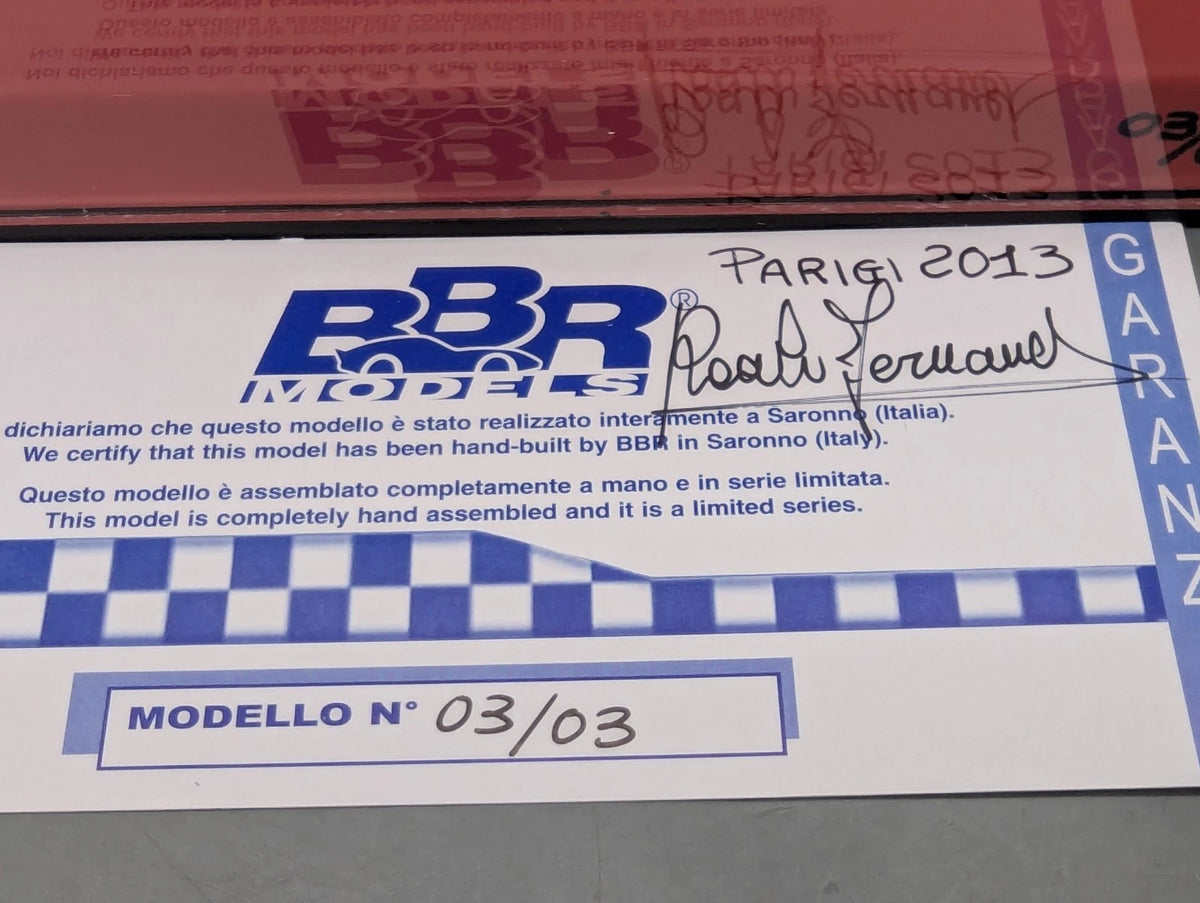 Modellautos 1:43 BBR Ferrari Enzo Paris 2013 Ltd 03/03 mit Vitrine und OVP